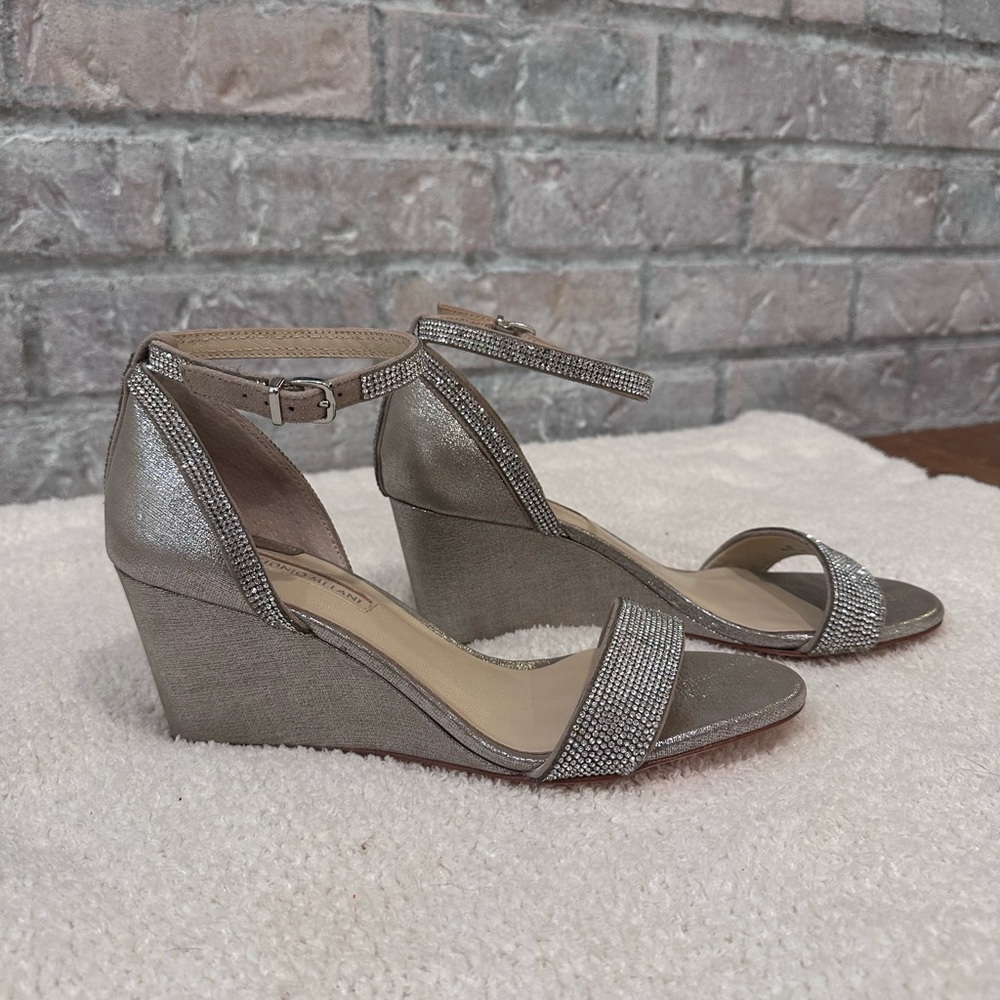 ANTONIO MELANI Silver Sparkle Wedge Heels